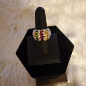 925 Pure Silver Luxury Cocktail Ring ((size 8))